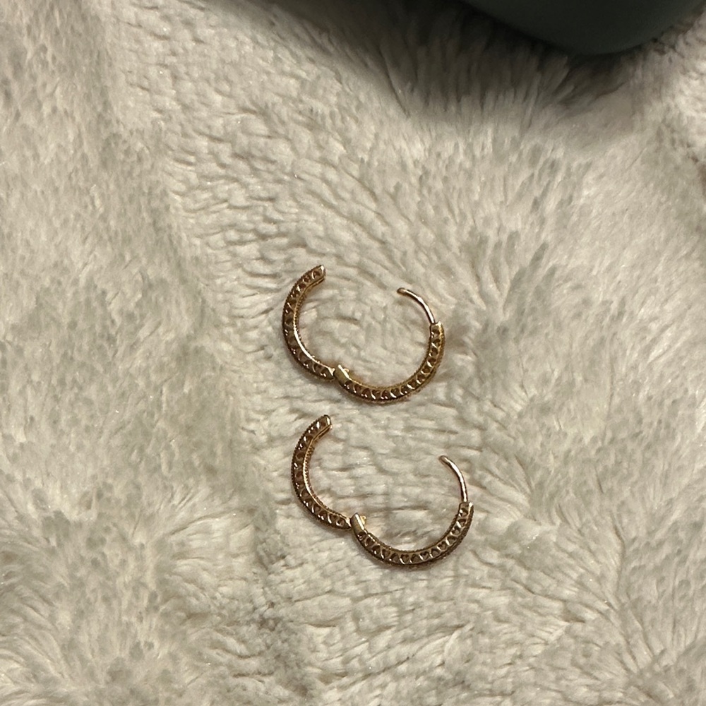 Pandora Gold Textured Mini Hoop Earrings